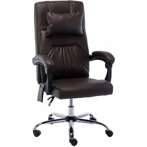 vidaXL masažna uredska stolica od umjetne kože smeđa
