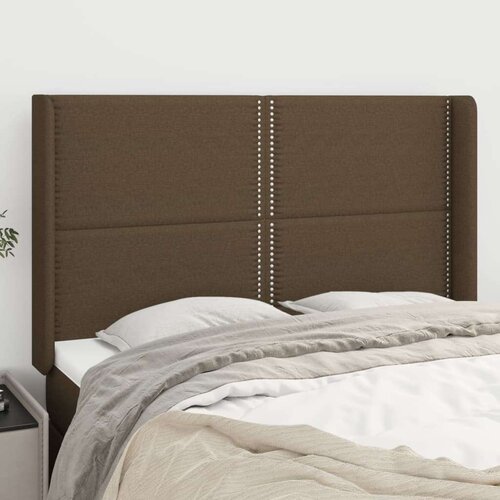  Vzglavje z u&amp;scaron;esi temno rjavo 147x16x118/128 cm blago, (20735224) Slike