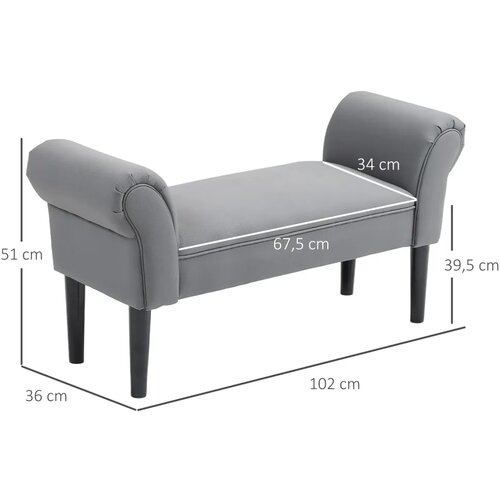  Klupa klupa za krevet robusna konstrukcija mekana presvlaka 102x36x51 cm siva Slike