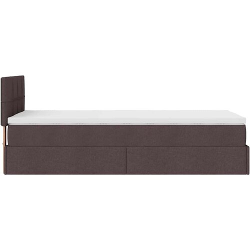 VidaXL Otomanski krevet s madracem tamnosmeđi 100x200 cm tkanine Slike