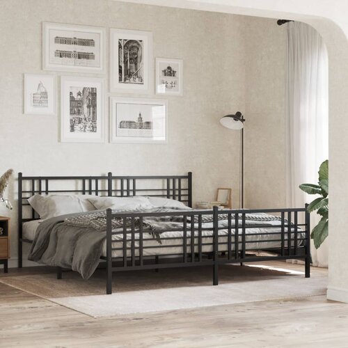  Metalni okvir kreveta uzglavlje i podnožje crni 183x213 cm Cijene