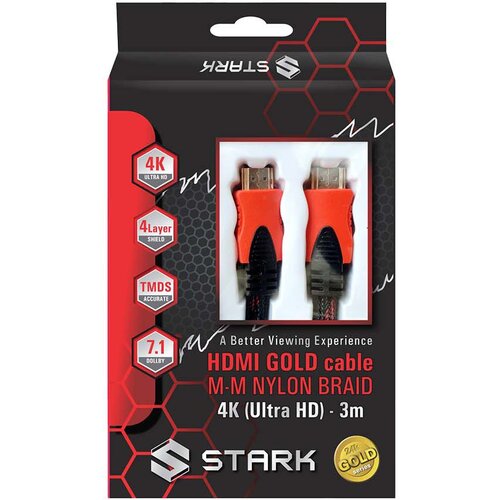 Štark HDMI M-M pozlaćen 4K pleteni kabl Slike