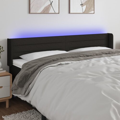 vidaXL LED posteljno vzglavje črno 183x16x78/88 cm blago Cene