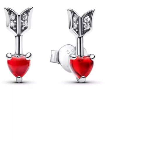 Pandora 293668C01 Arrow &amp;amp; Murano Glass Heart Stud minđu&amp;scaron;e Slike