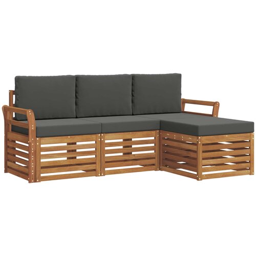  Set vanjskih sofa 4 kom. Prirodna i antracit Bijela 193,5 x 122,5 x 73 cm Slike