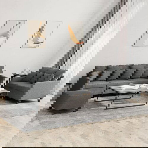 vidaXL Sedežna garnitura z blazinami 3-delna temno sivo blago Cene