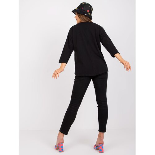 Fashion Hunters Casual black blouse with a round neckline Slike