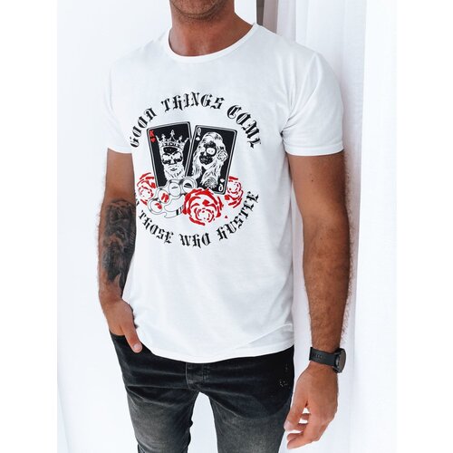 DStreet T-shirt męski z nadrukiem biały Slike