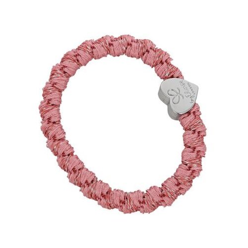 By Eloise London Woven Silver Heart Flamingo Pink elastika za lase Cene