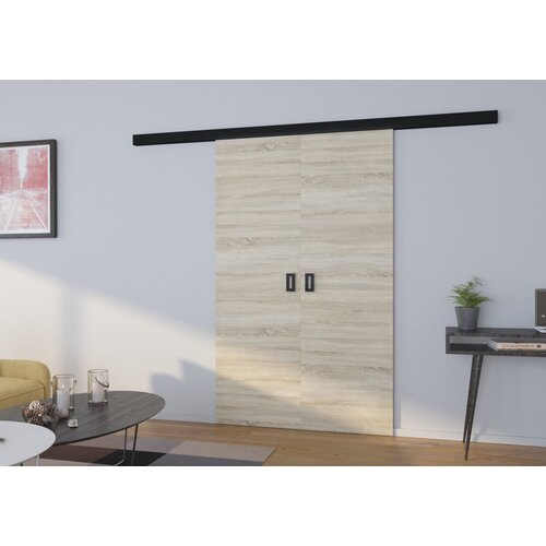 ADRK Dvokrilna klizna zidna vrata TOPPO 160 146 cm - SONOMA-CRNA Cene