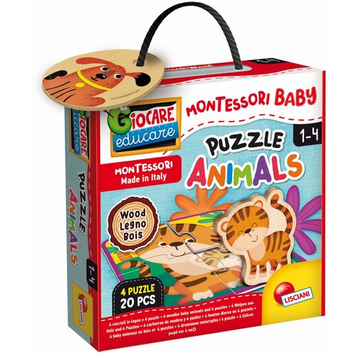Lisciani Montesori Baby Edukativna drvena slagalica 4 Puzzle Animals 96848 Slike
