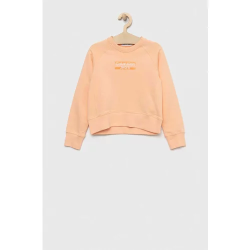 Calvin Klein Jeans Dječja pamučna dukserica boja: narančasta, s uzorkom