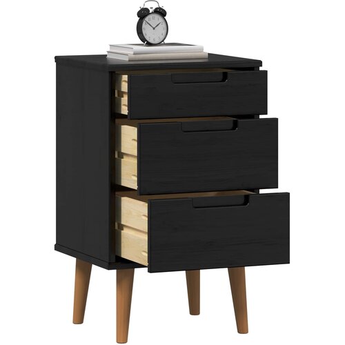  Noćni ormar s ladicama Crna 40 x 35 x 65 cm Masivna borovina Slike
