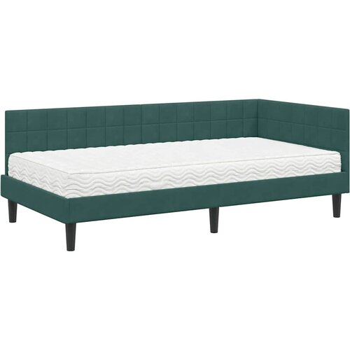 Kutni krevetni okvir s madracem 2 kom. Tamnozelena 90 x 200 cm Slike