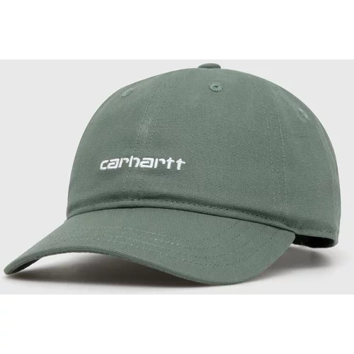 Carhartt WIP Pamučna kapa sa šiltom Canvas Script Cap boja: zelena, s aplikacijom, I028876.22XXX
