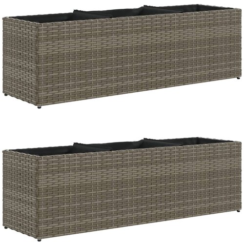 VidaXL vrtna korita s 3 lonci 2 kosa siva 105x30x32 cm poli ratan, (21317190) Slike