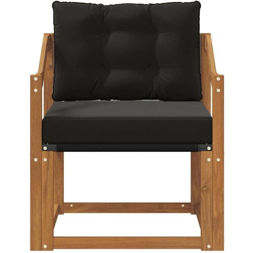  2 Komad Set vanjskih sofa Čvrsto drvo akacije i Textilene - Prirodna i crno Nagnuto Slike