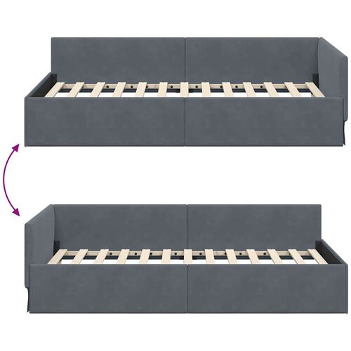 VidaXL Kutni okvir kreveta Ostalo s uzglavljem Tamno siva 100 x 200 cm Slike
