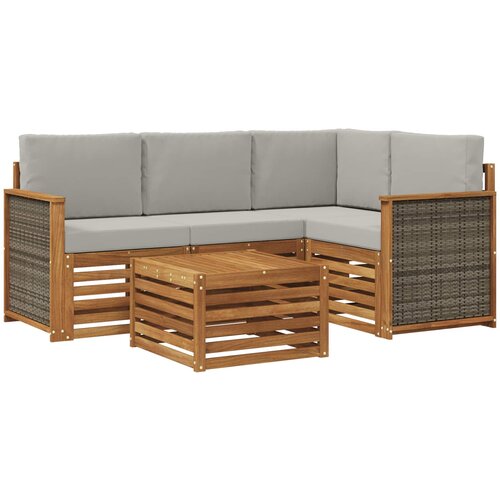  Set vanjskih sofa 5 pcs Prirodna i svjetlosiva 59 x 59 x 37 cm Cene