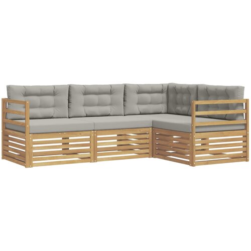  Set vanjskih sofa 4 pcs Bijela i svjetlosiva Slike