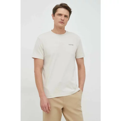 Calvin Klein Bombažna kratka majica bež barva