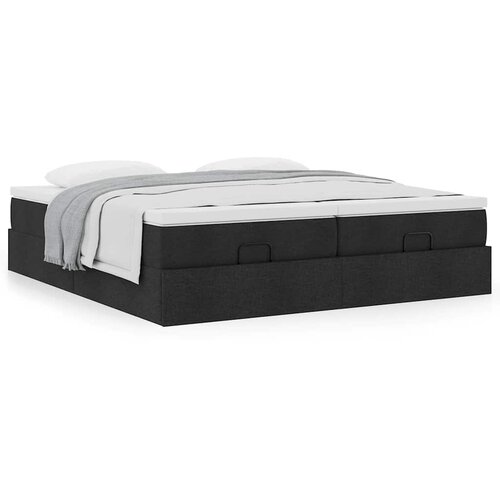 VidaXL Otomanski posteljni okvir z vzmetnicami črn 200x200 cm blago Slike