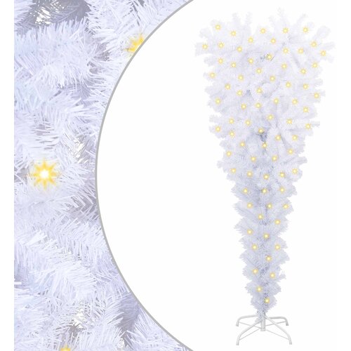 VidaXL Umjetno božićno drvce s stalakom Bijelo 120 cm PVC i čelik - 120 cm Slike