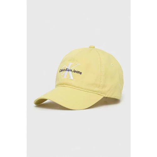 Calvin Klein Jeans Bombažna bejzbolska kapa rumena barva