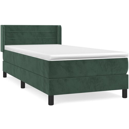 VidaXL Box spring postelja z vzmetnico temno zelena 100x200 cm žamet, (20899544) Slike
