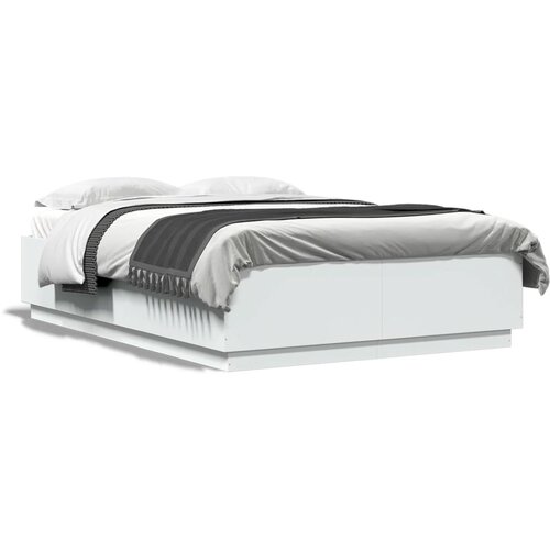 VidaXL Posteljni okvir z LED lučkami bel 120x200 cm inženirski les Slike