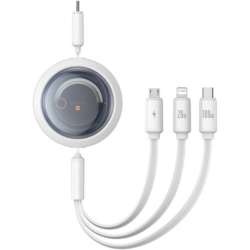 BZ Baseus Free2Draw Retractable Kabel USB-C do Lightning/USB-C/micro USB 100W 1,1m - Beli, (22006857) Cene