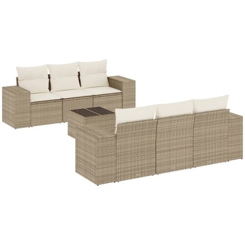  7-dijelni set vrtnih sofa od poliratana s jastucima bež 83 x 62 x 69 cm Slike