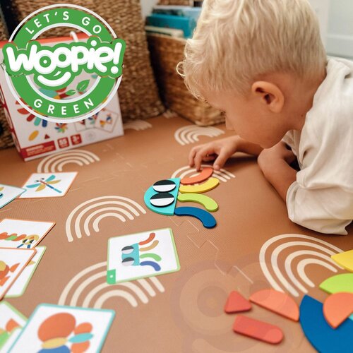 Woopie Green drvena Montessori slagalica, 40 uzoraka za preslagivanje, 55 kom. Slike