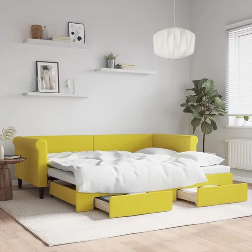 vidaXL Izvlečna dnevna postelja s predali rumena 90x200 cm žamet