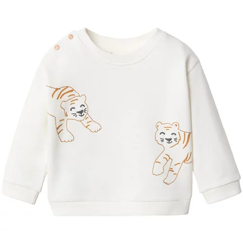 MANGO KIDS Sweater majica 'TIGRES' ecru/prljavo bijela / konjak / crna