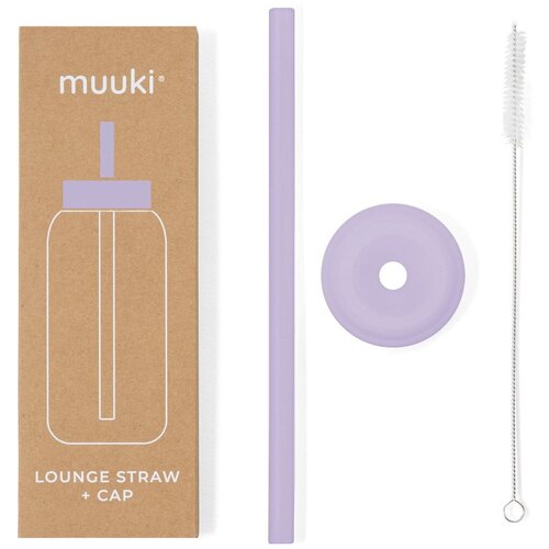 Muuki Silikonska slamka sa četkom za či&amp;scaron;ćenje/s poklopcem Pastel Lilac &amp;ndash; Slike