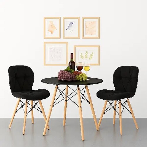 LEMON Set 2 trpezarijske pli&amp;scaron;ane stolice i sto Freja crni 25-KS011-25-KS002 Slike