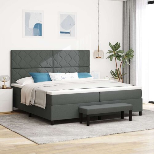 VidaXL Krevet s podnicom s madracem i klupom tamno siva 200x200 cm Slike
