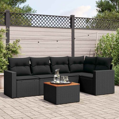  6-dijelni set vrtnih sofa s jastucima crni od poliratana Cijene