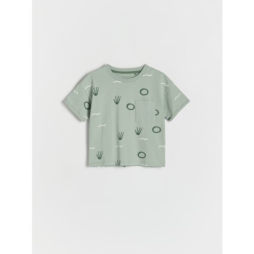 Reserved oversize majica z žepom - zelena Cene