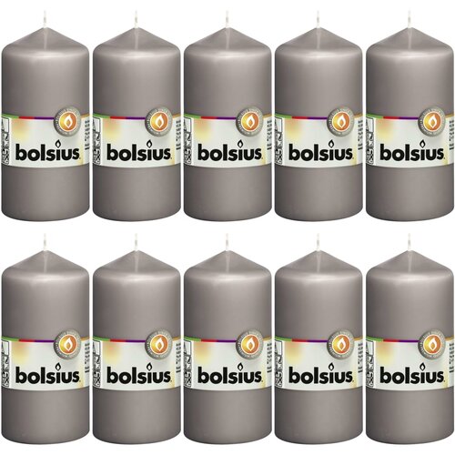 Bolsius Stebričaste sveče 10 kosov 120x58 mm toplo sive, (20687633) Cene
