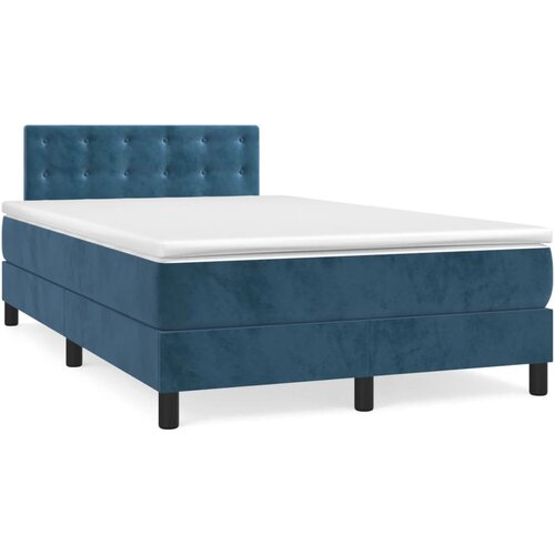 VidaXL Box spring postelja z vzmetnico temno modra 120x200 cm žamet, (20895253) Slike