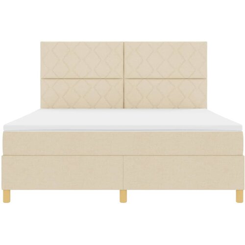  LED Box Spring Krevet s uzglavljem Krema 180 x 200 cm tkanina Slike
