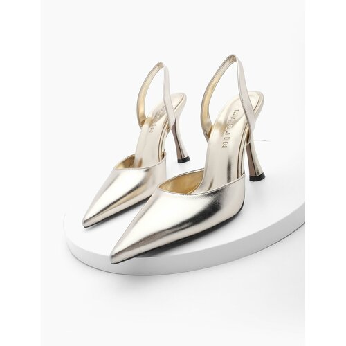 Marjin Women's Stiletto Pointed Toe Open Back Evening Dress Heels Nisay Gold Slike