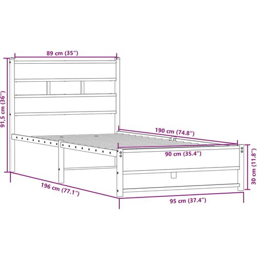 VidaXL Metalni okvir kreveta bez madraca boja hrasta sonome 90x190 cm Slike