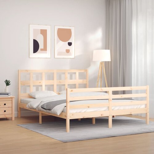 VidaXL Posteljni okvir z vzglavjem 160x200 cm trden les Slike
