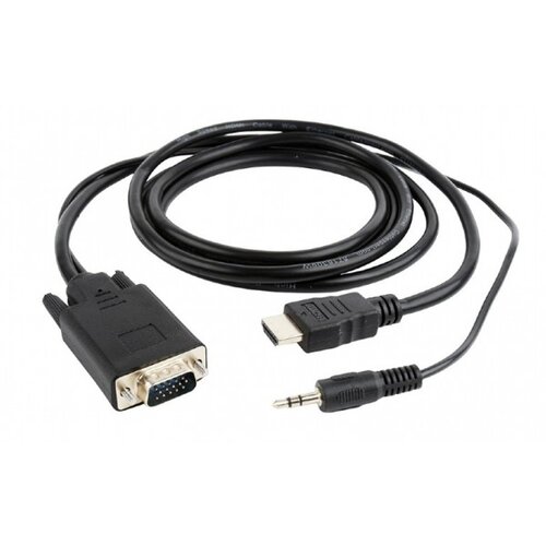 Gembird A-HDMI-VGA-03-6 HDMI to VGA and audio adapter cable, single port, 1,8m, black adapter Slike
