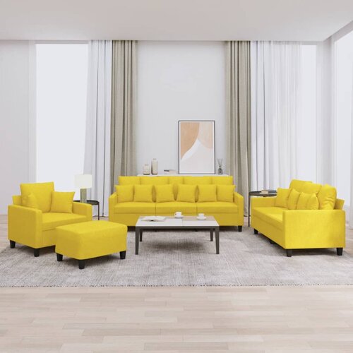  4-dijelni set sofa s jastucima svjetložuti od tkanine Cene
