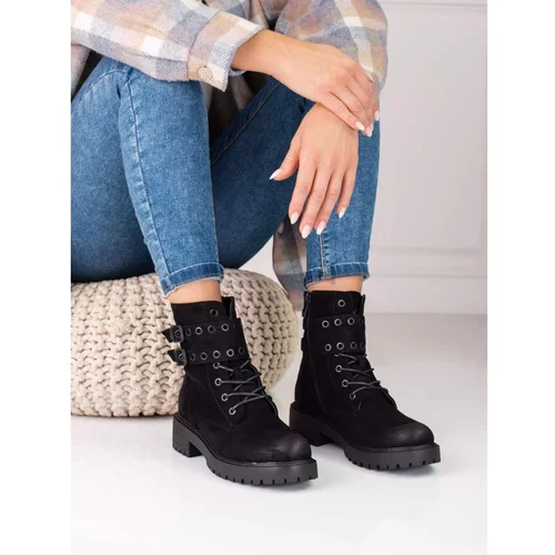 SHELOVET Lace-up ankle boots for women with buckles