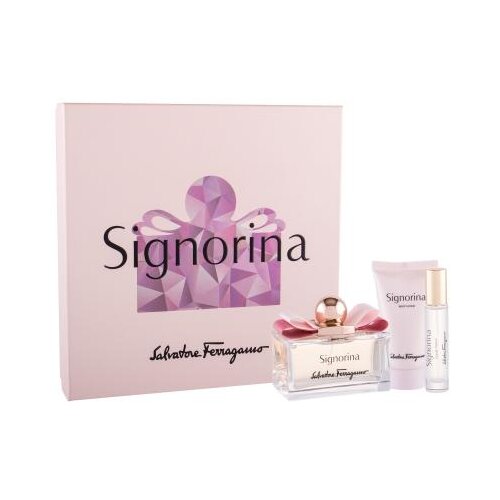 Salvatore Ferragamo Signorina Set parfumska voda 100 ml + losjon za telo 50 ml + parfumska voda 10 ml za ženske Cene